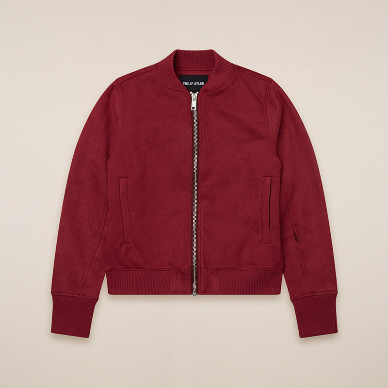 Philip Ayler Women’s Suede Burgundy Bomber Jacket