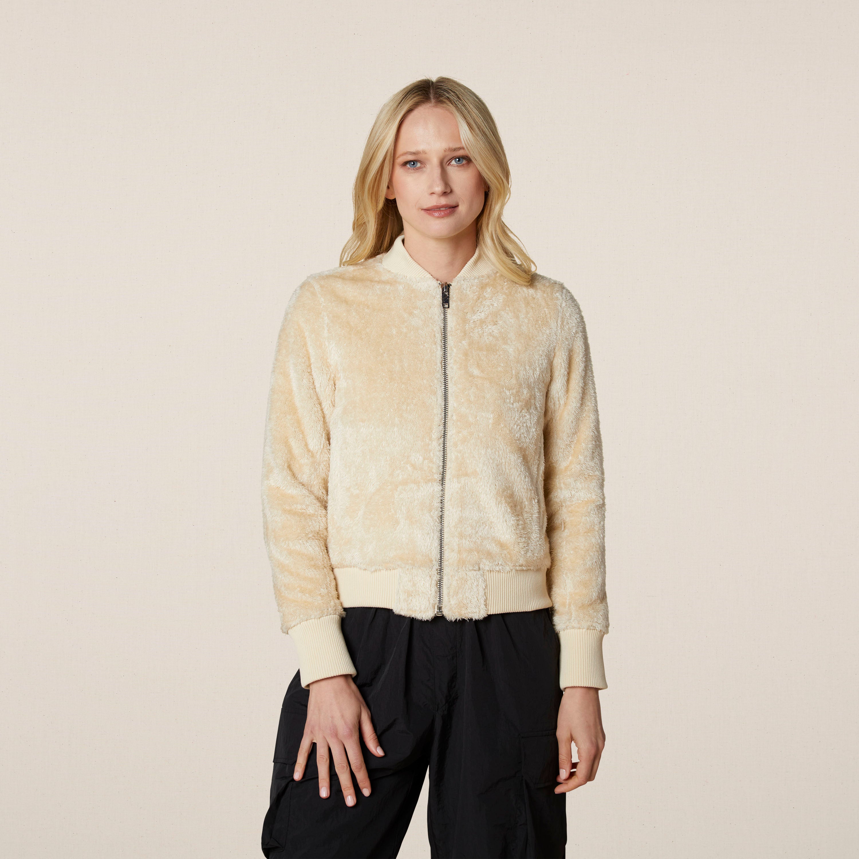 Philip Ayler Women’s Gold Faux Fur Bomber Jacket