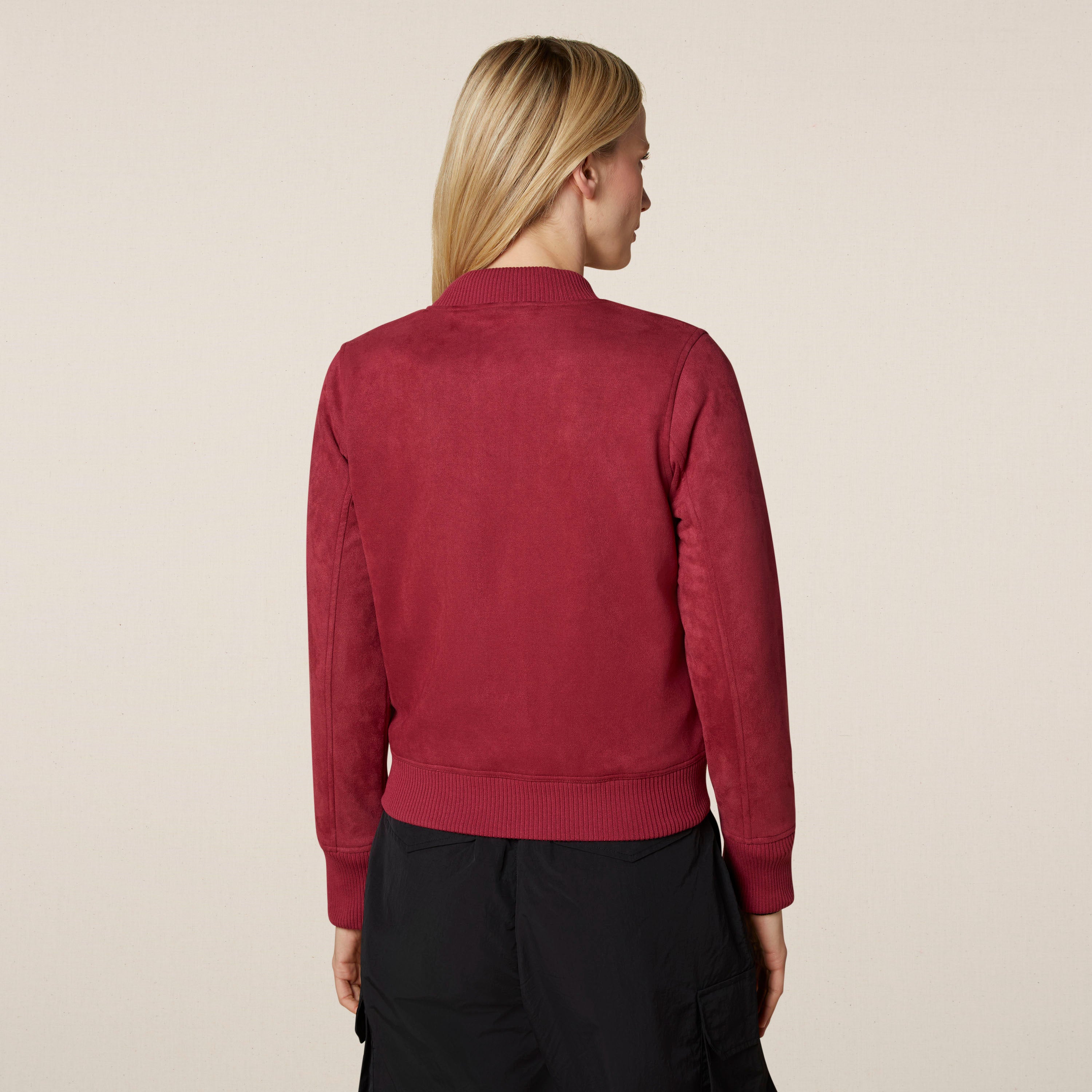 Philip Ayler Women’s Suede Burgundy Bomber Jacket
