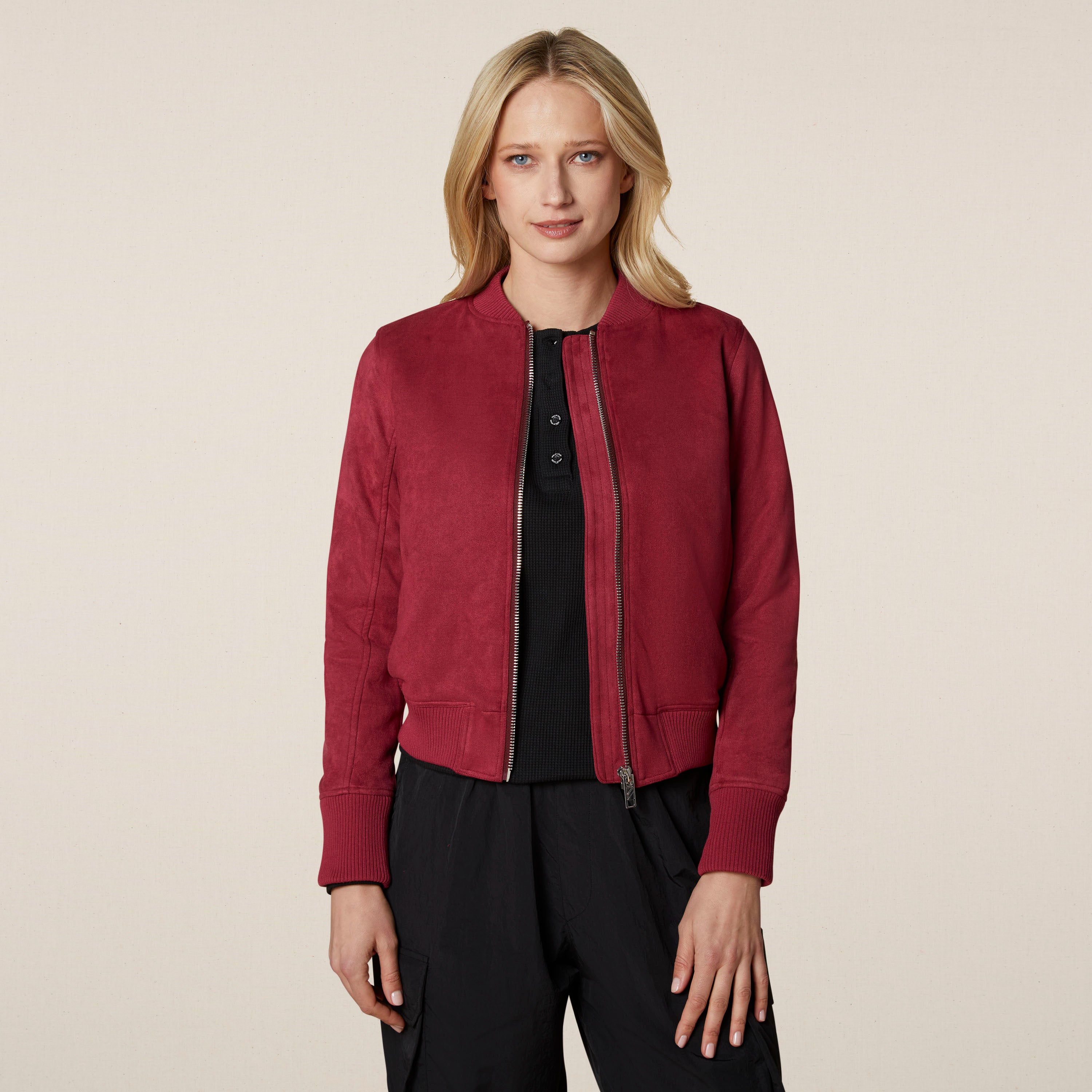 Philip Ayler Women’s Suede Burgundy Bomber Jacket