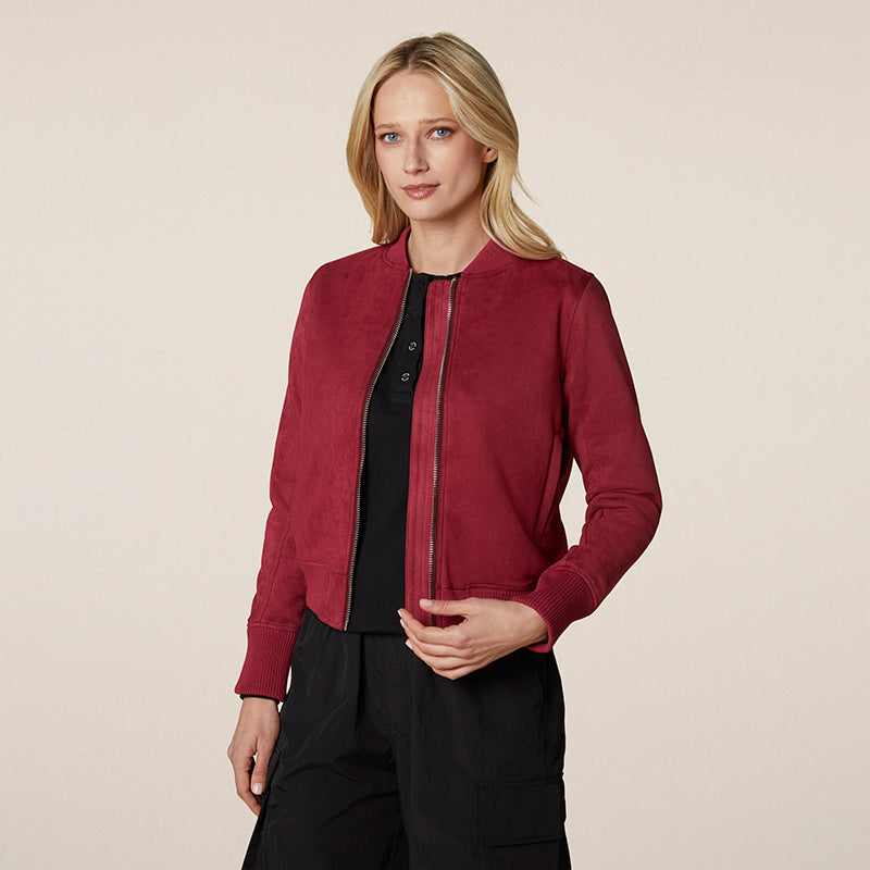 Philip Ayler Women’s Suede Burgundy Bomber Jacket
