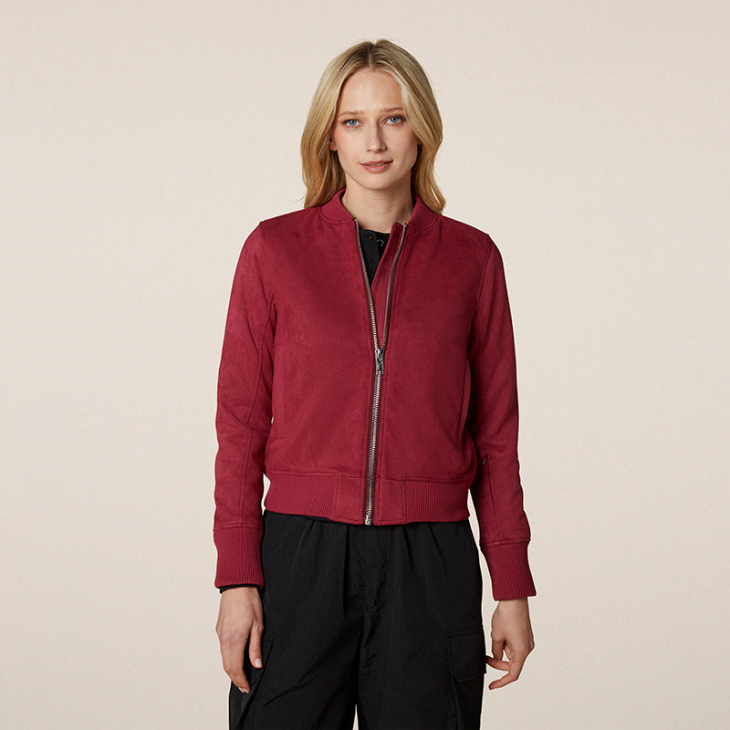 Philip Ayler Women’s Suede Burgundy Bomber Jacket
