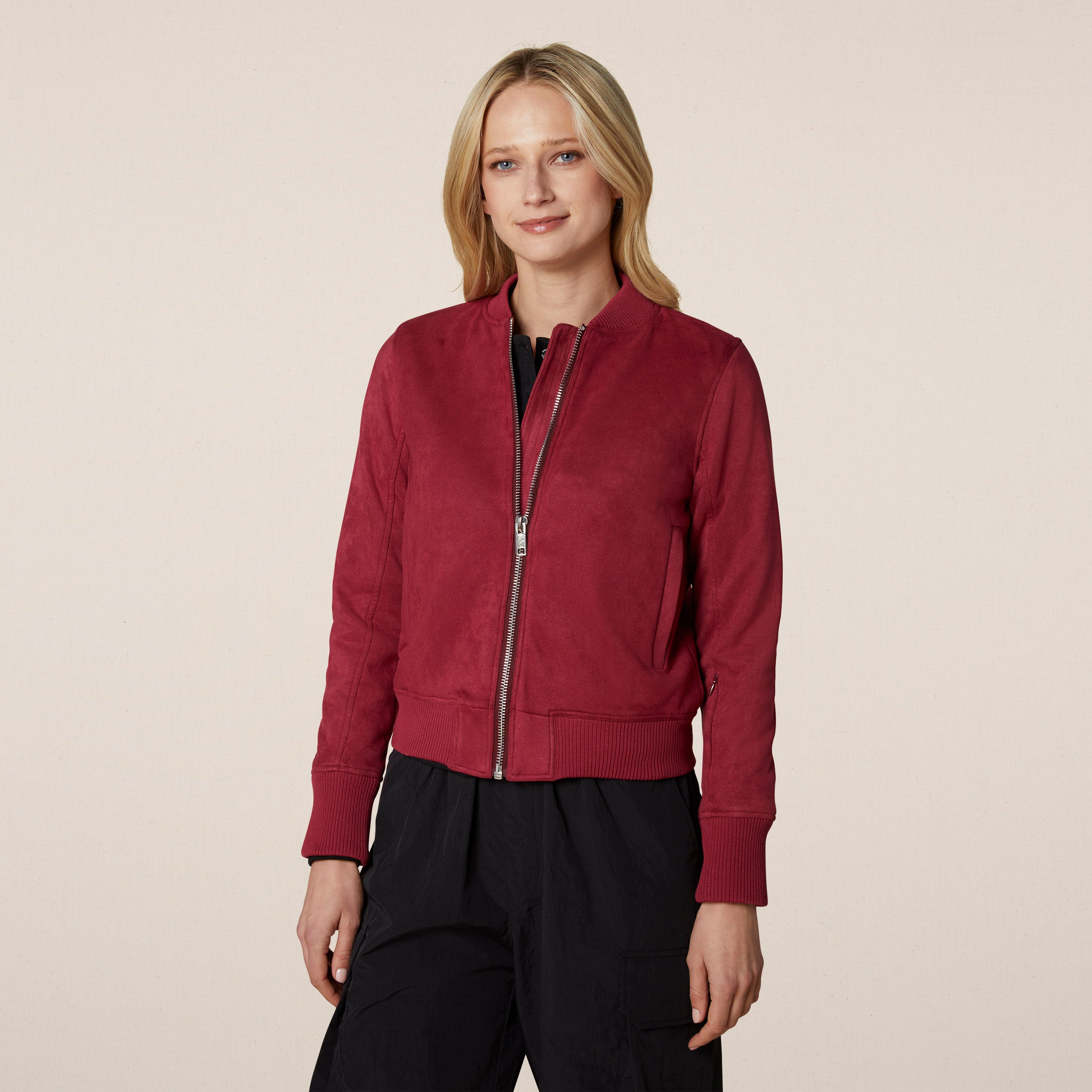 Philip Ayler Women’s Suede Burgundy Bomber Jacket